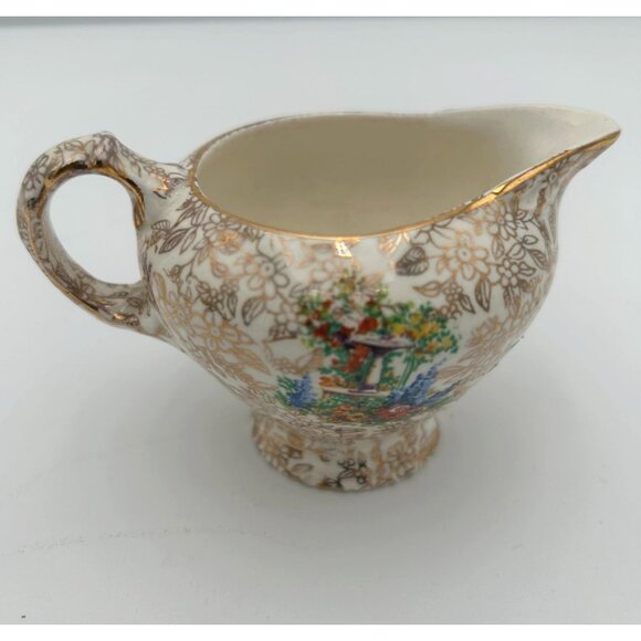 Vintage Empire England Creamer Pitcher Floral Gold Trim Design - Picture 2 of 6